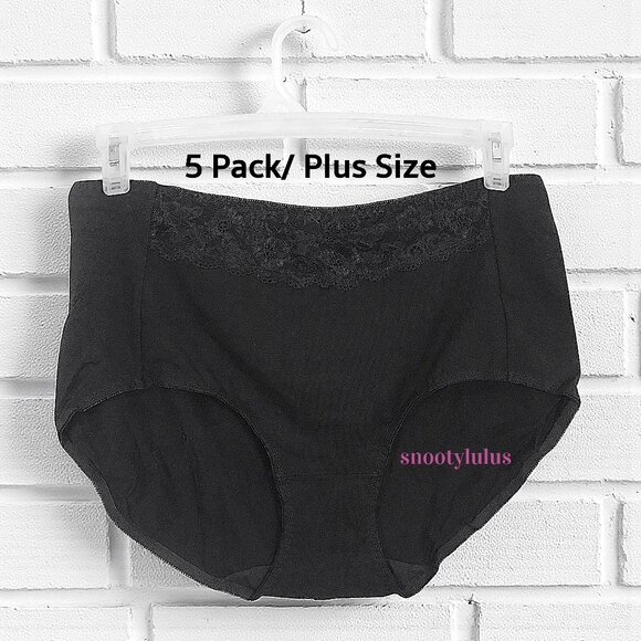 4X Black Underwear Lace Trim Panties XXXXL NEW - Picture 1 of 6